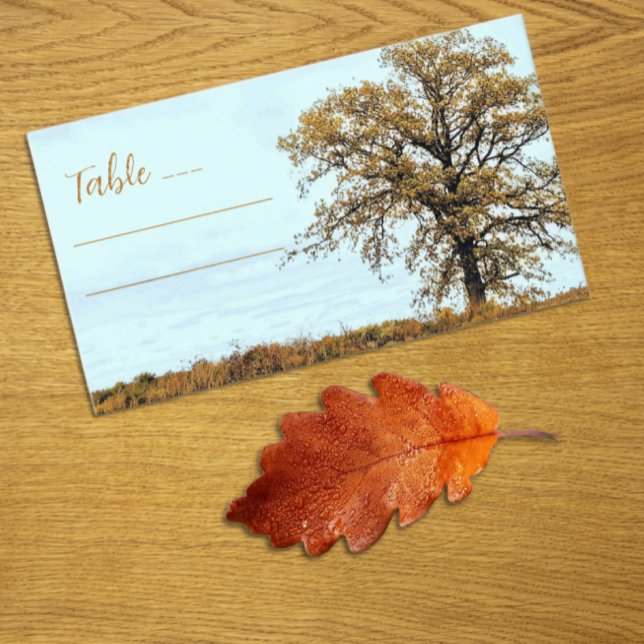 Rustikale Eichen-Herbst-Hochzeit Platzkarte (Von Creator hochgeladen)