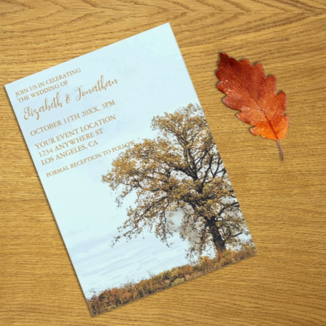 Rustikale Eichenhochzeit im Herbst Einladung (Von Creator hochgeladen)