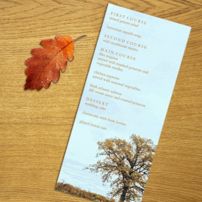Rustikale Eichenhochzeit im Herbst Menükarte (Von Creator hochgeladen)