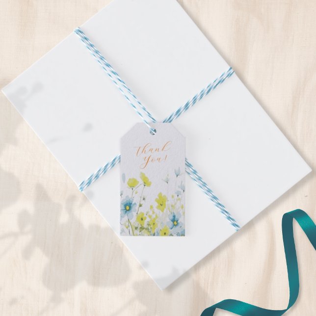 Rustikale, einfache, blaue Pfoten Wasserfarbe Geschenkanhänger (Von Creator hochgeladen)