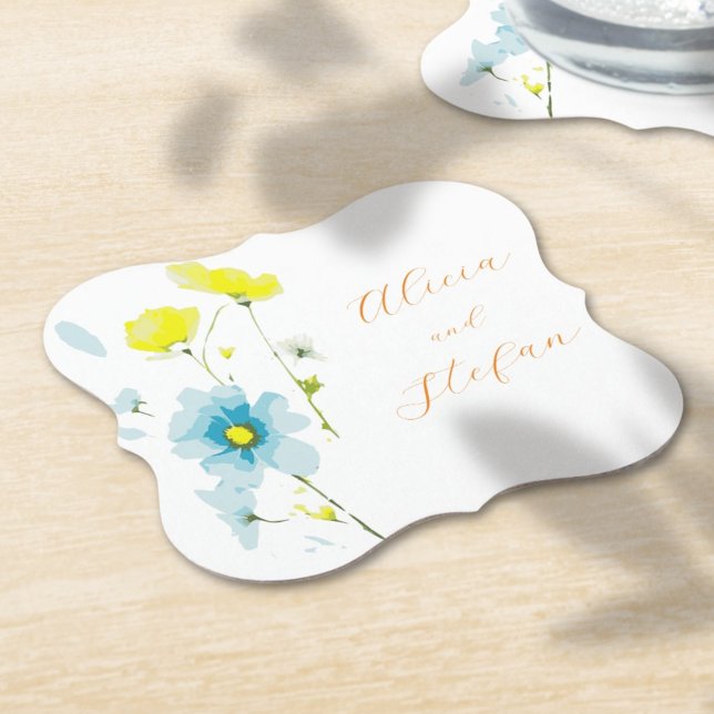 Rustikale, einfache, blaue Pfoten Wasserfarbe Untersetzer (Von Creator hochgeladen)