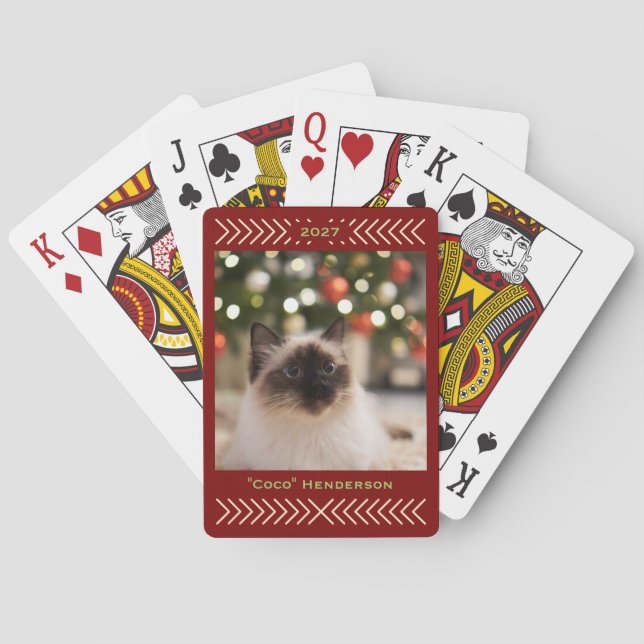 Rustikale einfache Grafik mit individuellem Foto,  Spielkarten (Rückseite)