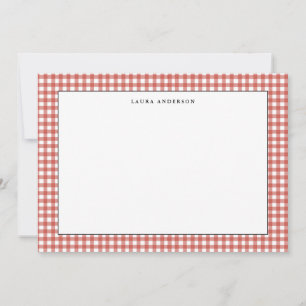 Rustikale einfache rote und weiße Gingham-Karte  Dankeskarte