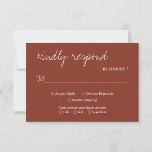Rustikale Einfachheit Sienna Kraft Moderne Hochz RSVP Karte