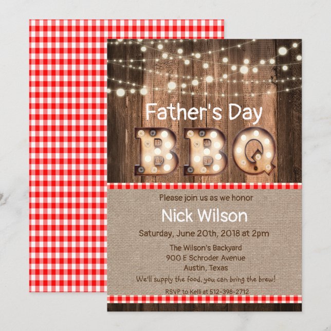 Rustikale Einladung GRILLEN der Vatertag (Vorne/Hinten)