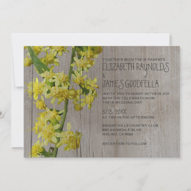 Rustikale Einladungen zur Hochzeit von Solidago (Vorderseite)