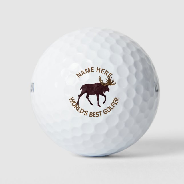 Rustikale Elch Leather Look Welten Bester Golfer Golfball (Vorderseite)