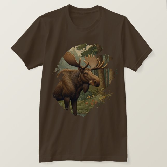 Rustikale Elche bohoboldes Waldgebiet T-Shirt (Design vorne)