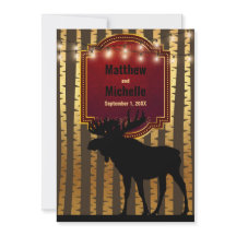 Rustikale Elche, goldene Aspen Bäume und Lichter H