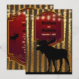 Rustikale Elche, goldene Aspen Bäume und Lichter H Einladung