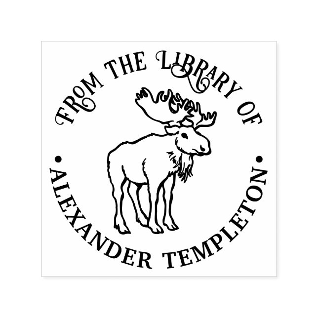 Rustikale Elche mit Antler Bibliotheksname Permastempel (Design)