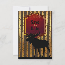 Rustikale Elche und goldene Aspen Bäume Hochzeit Save The Date