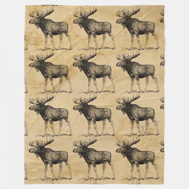 Rustikale Elche Wildlife Fleece Blanket Kabine Dek (Vorderseite)