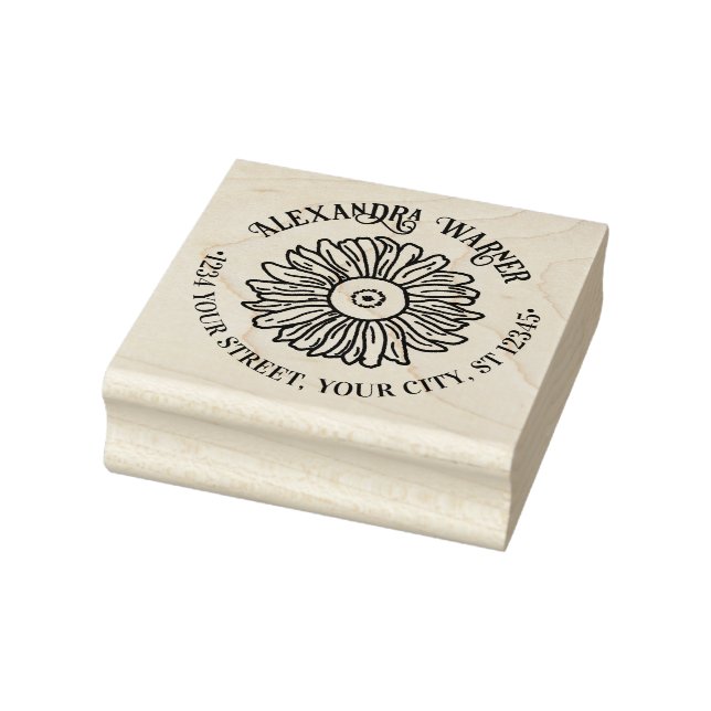 Rustikale Eleganblume #1 Name Rücksendeadresse Gummistempel (Stempel)