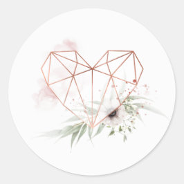 Rustikale Elegance Bronze Geometrisches Herz Hochz Runder Aufkleber