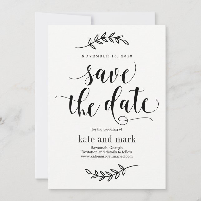 Rustikale Elegance EDITABLE FARBE Save the Date Ca Einladung (Vorderseite)