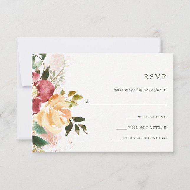 Rustikale Elegance | Floral Wedding Response RSVP Karte (Vorderseite)
