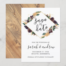 Rustikale Elegance Pine Cone Grüne Save the Date