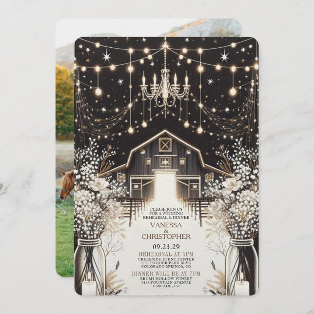 Rustikale Elegance Wedding Probe Einladung (Vorne/Hinten)