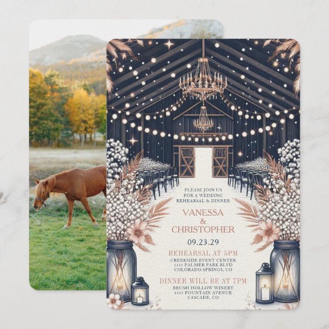 Rustikale Elegance Wedding Probe Einladung (Vorne/Hinten)