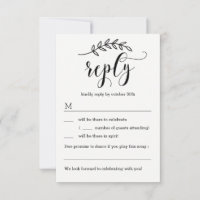 Rustikale Elegance Wedding RSVP ohne Menüoptionen