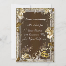 Rustikale Elegance White Rose Empfang Card Einladung