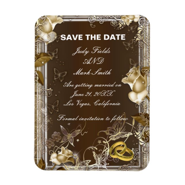 Rustikale Elegance White Rose speichern das Date M Magnet (Vertikal)