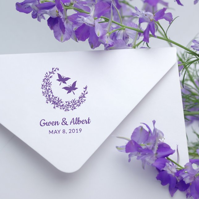 Rustikale Elegant Butterflies Couple Garland Weddi Gummistempel (Von Creator hochgeladen)