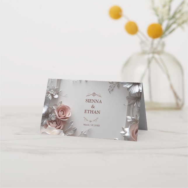Rustikale Elegant Floral Wedding Platzkarte (Rückseite)