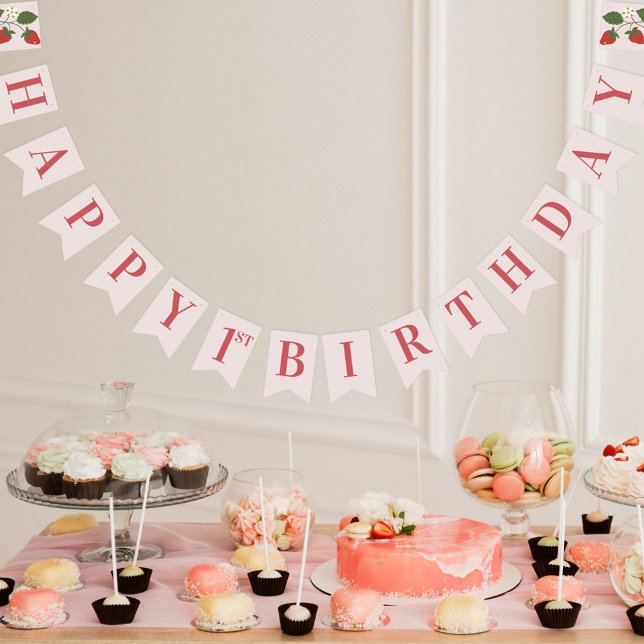 Rustikale Elegant Girl's Berry Erster Geburtstag P Wimpelkette (Von Creator hochgeladen)