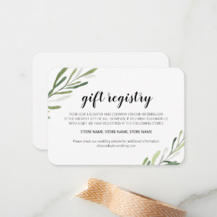 Rustikale Elegant Greenerity Gift Registrierungska Mitteilungskarte