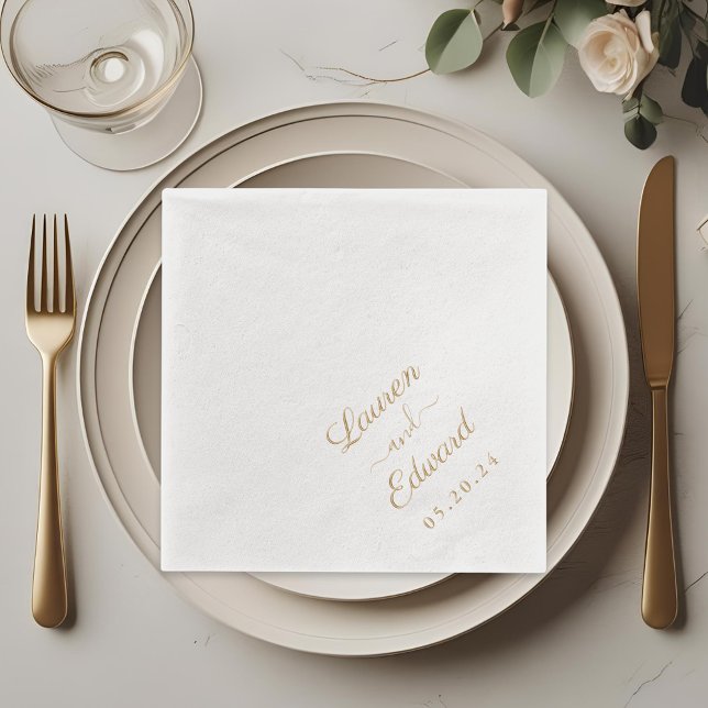 Rustikale Elegant-Handschrift-Hochzeit Servietten Mit Folie (Von Creator hochgeladen)