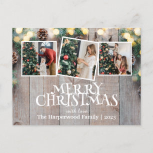 Rustikale Elegant Jockey Weihnachtsfamilie Foto Co Feiertagspostkarte