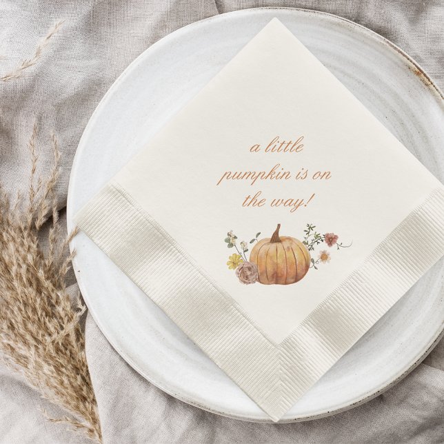 Rustikale Elegant Little Pumpkin Fall Babydusche Serviette (Von Creator hochgeladen)
