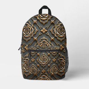 Rustikale Elegant Metallische Rose Bedruckter Rucksack
