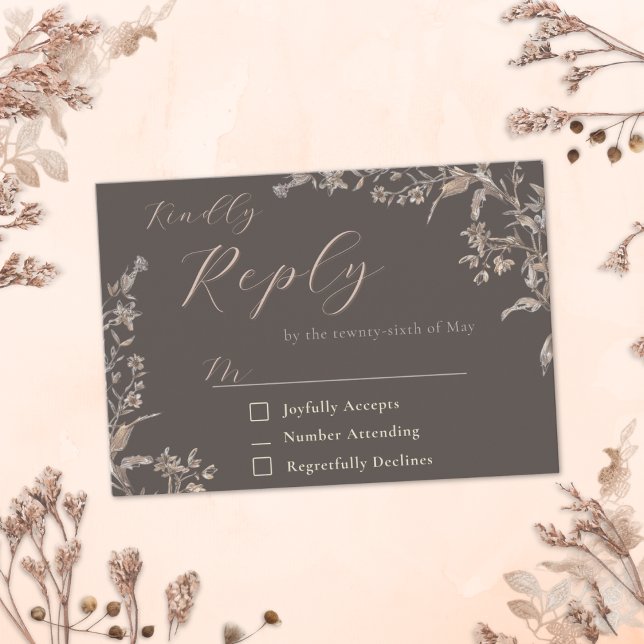 Rustikale Elegant Mocha Wildblume Hochzeitskarte RSVP Karte (Von Creator hochgeladen)