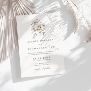 Rustikale Elegant Monogram Floral Wedding Einladung