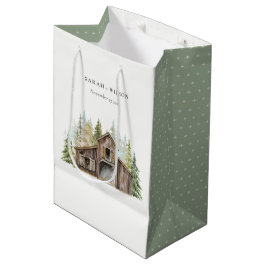 Rustikale Elegant Pine Woods Forest Barnyard Hochz Mittlere Geschenktüte