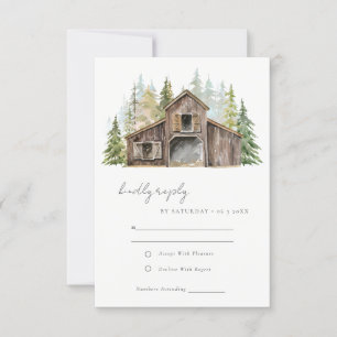 Rustikale Elegant Pine Woods Forest Barnyard Hochz RSVP Karte
