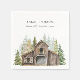 Rustikale Elegant Pine Woods Forest Barnyard Hochz Serviette