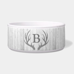 Rustikale Elegant White Wood Deer Antlers   Monogr Napf