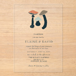 Rustikale Elegant Woodland Wild Mushrooms Wedding Acryleinladungen