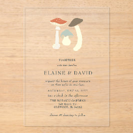 Rustikale Elegant Woodland Wild Mushrooms Wedding Acryleinladungen