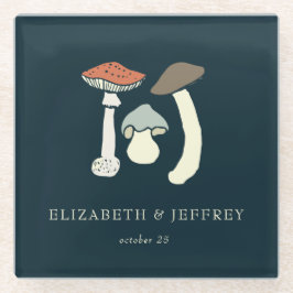 Rustikale Elegant Woodland Wild Mushrooms Wedding Glasuntersetzer