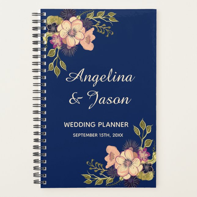 Rustikale elegante blaue Hochzeit Planer (Vorderseite)