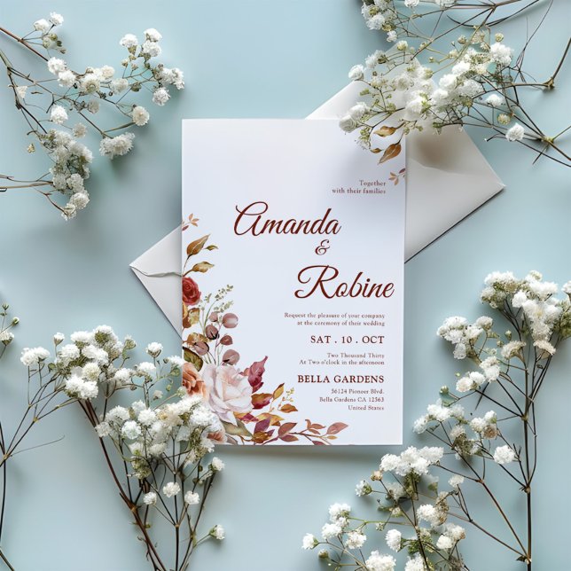 Rustikale Elegante Blume Hochzeit Einladung (Von Creator hochgeladen)