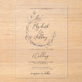 Rustikale Elegante Blumenzettelhochzeit Acryleinladungen