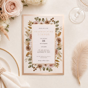 Rustikale elegante Boho-Floral-Thanksgiving-Dinner Folieneinladung