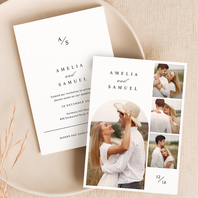 Rustikale Elegante Foto Collage Wedding Einladung (Von Creator hochgeladen)