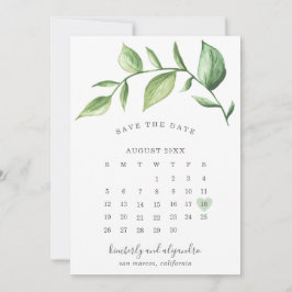 Rustikale Elegante Grüne Hochzeitsskalender Save The Date